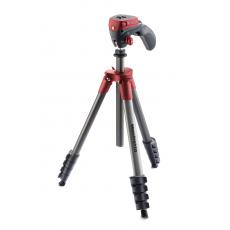 曼富图/Manfrotto MKCOMPACTACN-RD Compact Action铝合金三脚架 5节+摄影／摄像云台套装（红）